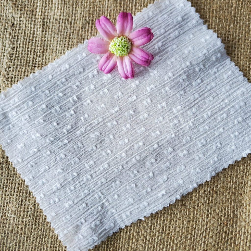 Cotton Swiss Dot Crinkle White [NF01]