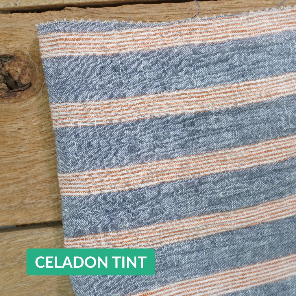 Pure Linen Crinkle Dark Stripes [210510]