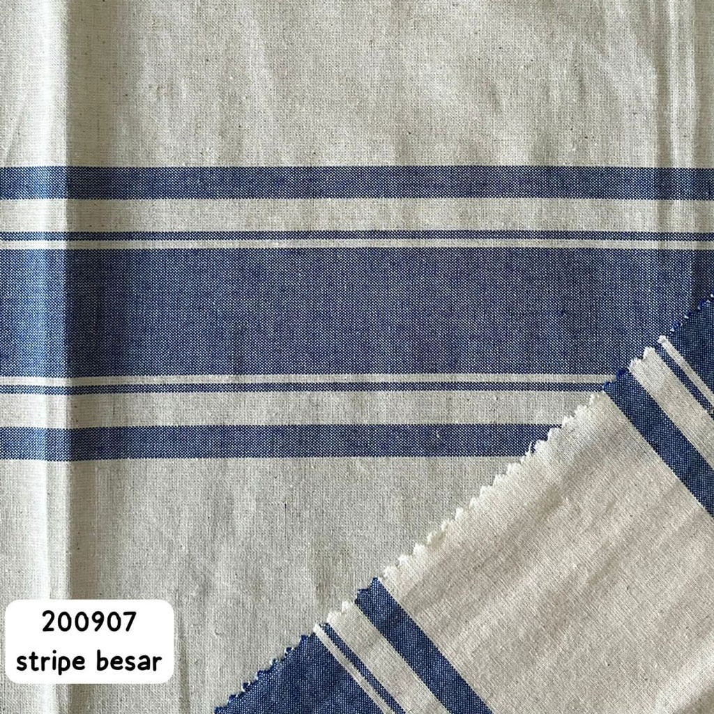 Linen Cotton Rayon Texture Denim Stripe Besar